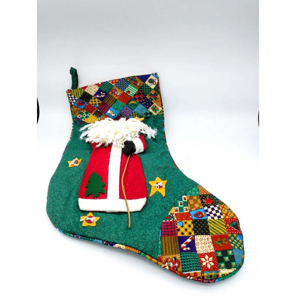 Vintage handmade Santa stocking Quilt